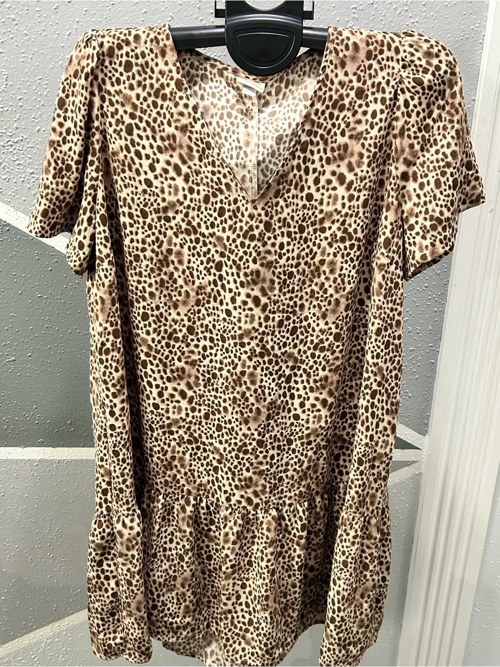 a new day Leopard Print V-Neck Tunic Dress - Beige/Brown